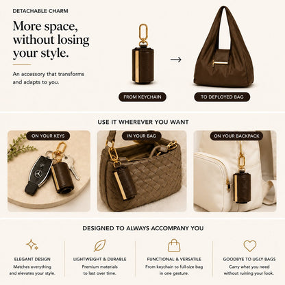 Transformable Bag – Stylish Vegan Leather Tote and Keychain Charm