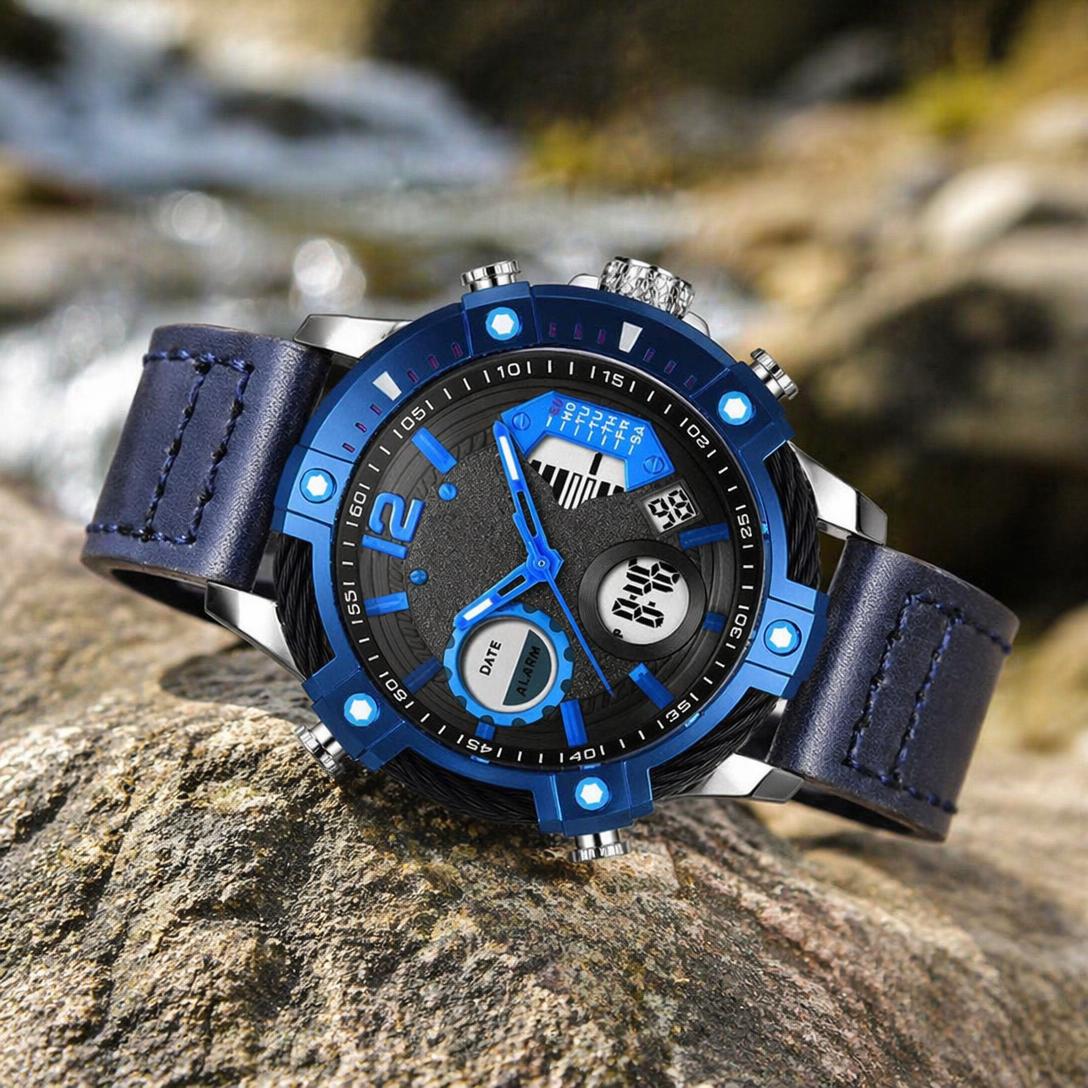 🔥Multifunctional Dual Display 3ATM Waterproof Men's Quartz Sports Watch