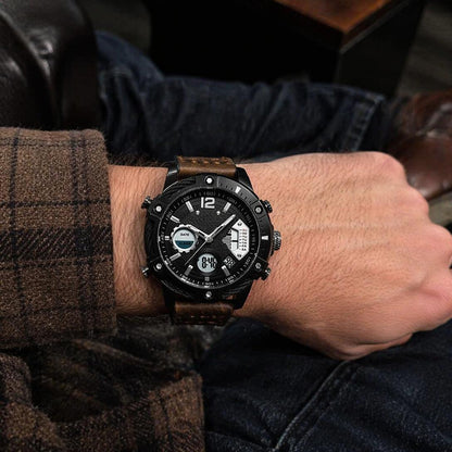 🔥Multifunctional Dual Display 3ATM Waterproof Men's Quartz Sports Watch