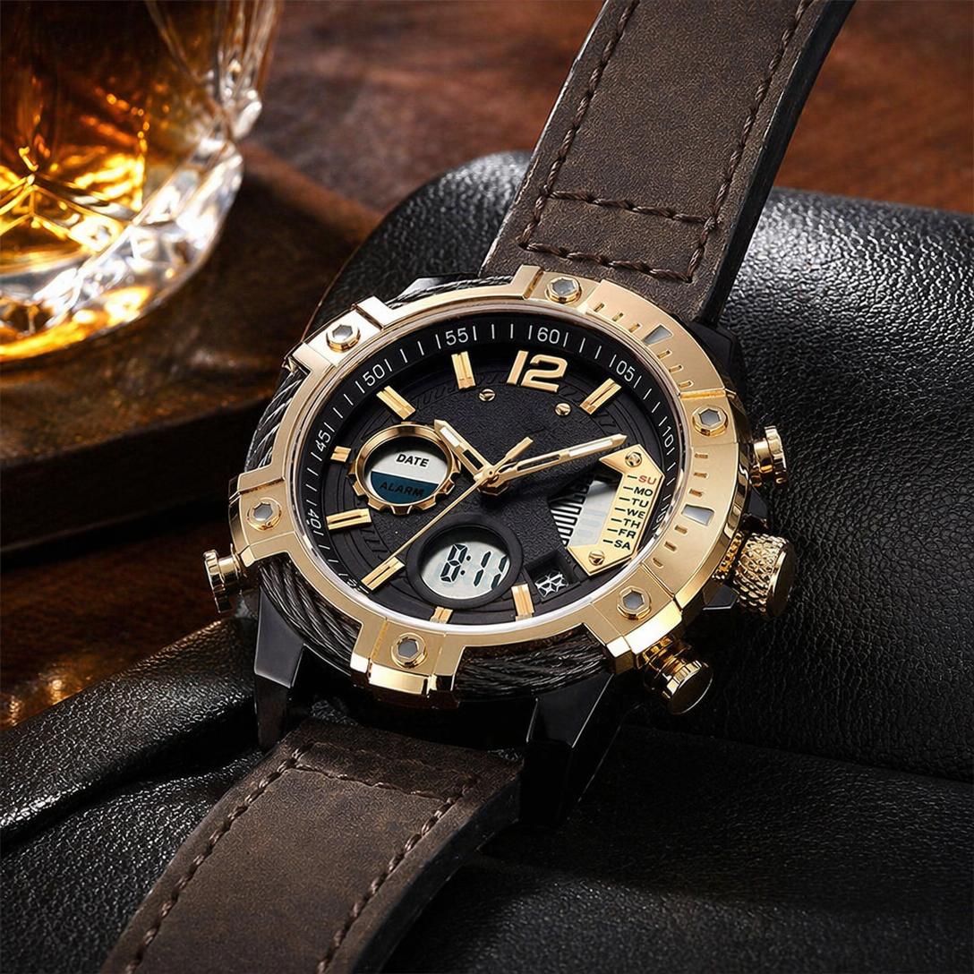 🔥Multifunctional Dual Display 3ATM Waterproof Men's Quartz Sports Watch