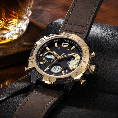 🔥Multifunctional Dual Display 3ATM Waterproof Men's Quartz Sports Watch