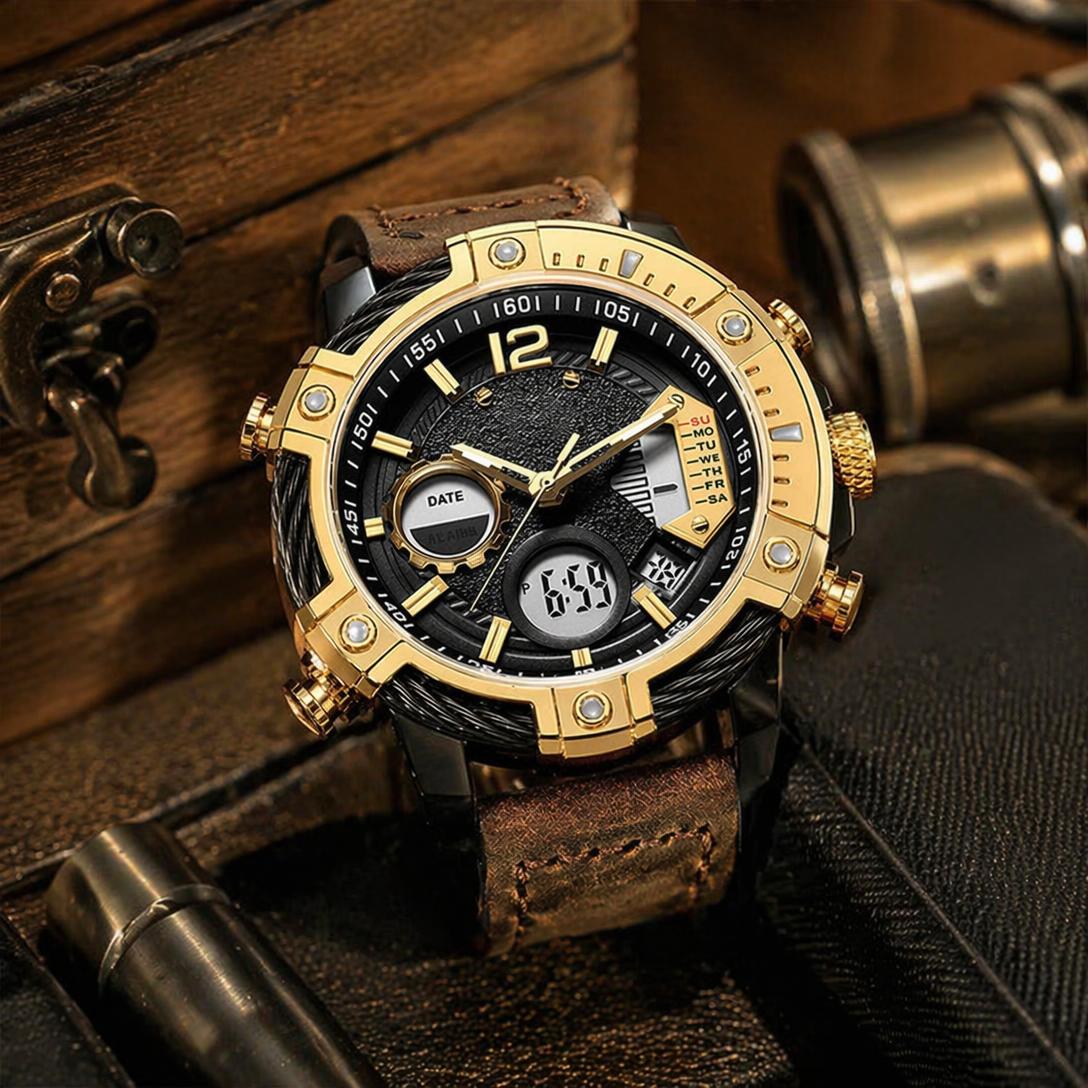 🔥Multifunctional Dual Display 3ATM Waterproof Men's Quartz Sports Watch