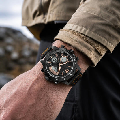 🔥Multifunctional Dual Display 3ATM Waterproof Men's Quartz Sports Watch