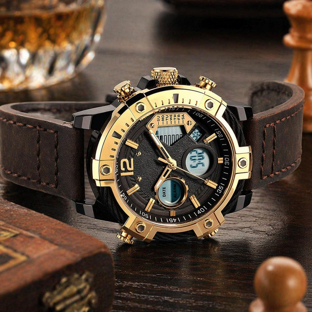 🔥Multifunctional Dual Display 3ATM Waterproof Men's Quartz Sports Watch