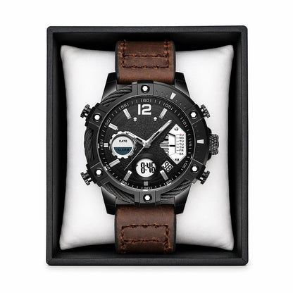 🔥Multifunctional Dual Display 3ATM Waterproof Men's Quartz Sports Watch
