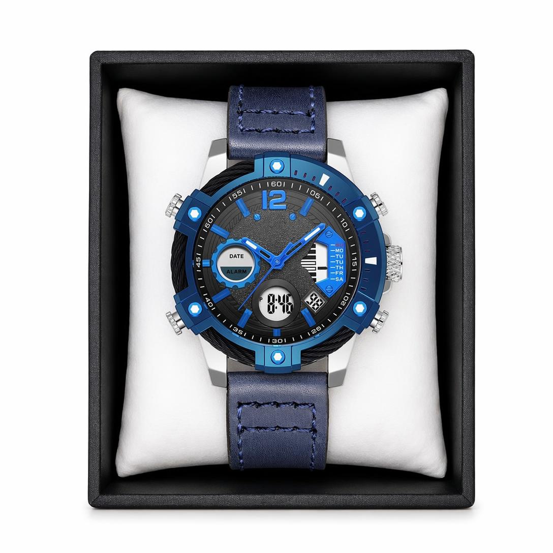 🔥Multifunctional Dual Display 3ATM Waterproof Men's Quartz Sports Watch