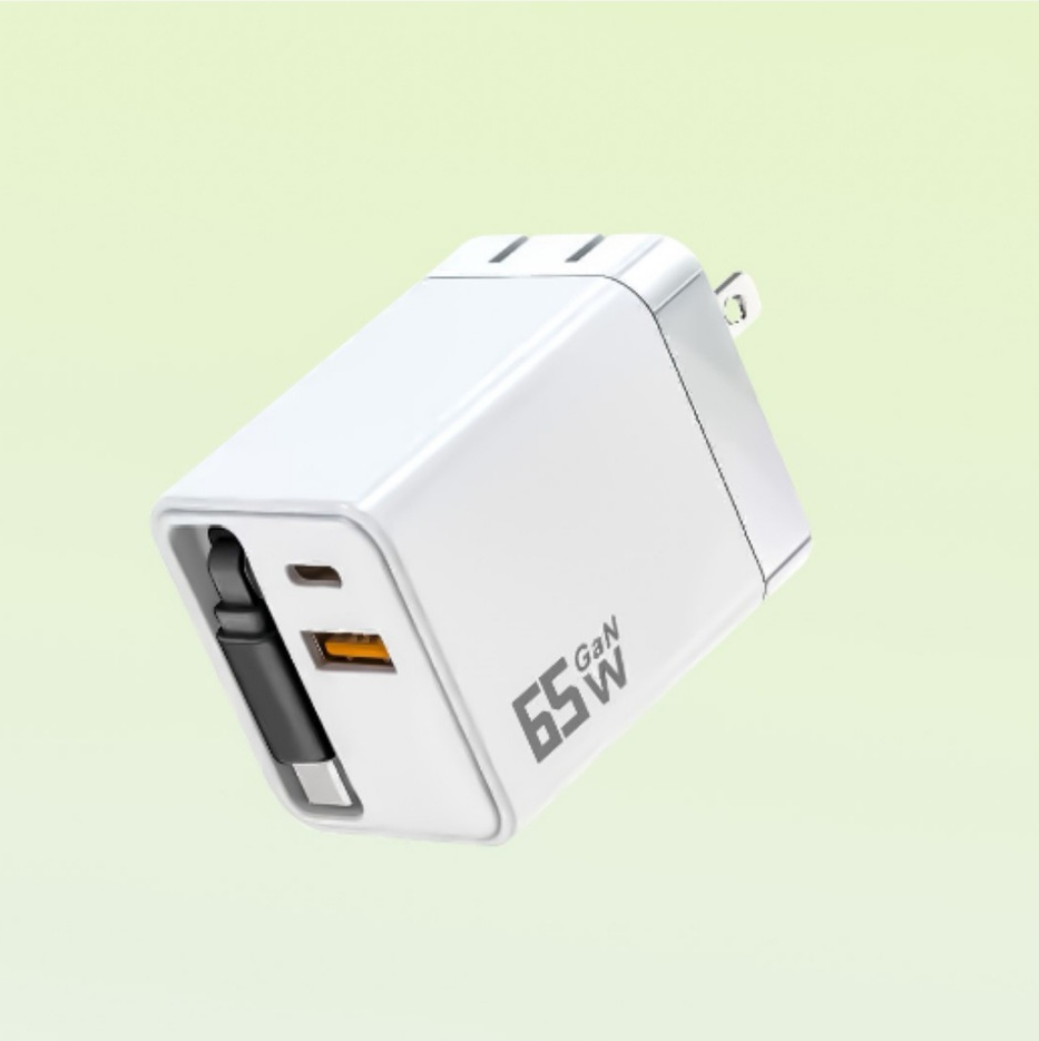 ⌛Only 1 Day Left Of This Offer⏳65W Fast Charging Phone Charger Block with Retractable 80cm Type-C Cable