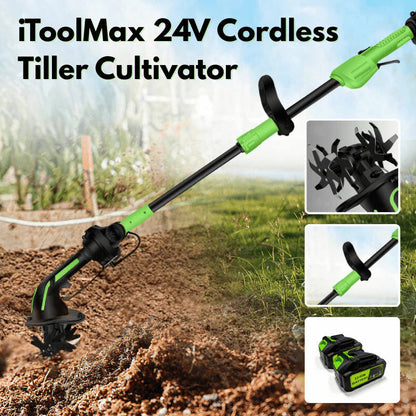 ✨Limited-Time Special Sale - Dailyard™ Multifunctional 2-in-1 Cordless Tiller & Cultivator with Telescopic Pole