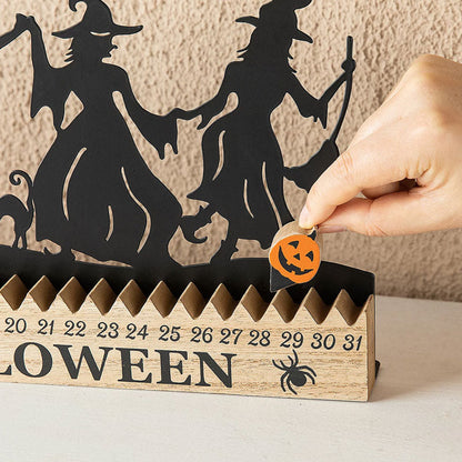 🎃Halloween Countdown Calendar – 31-Day Witch Silhouette Decor with Movable Pumpkin Marker