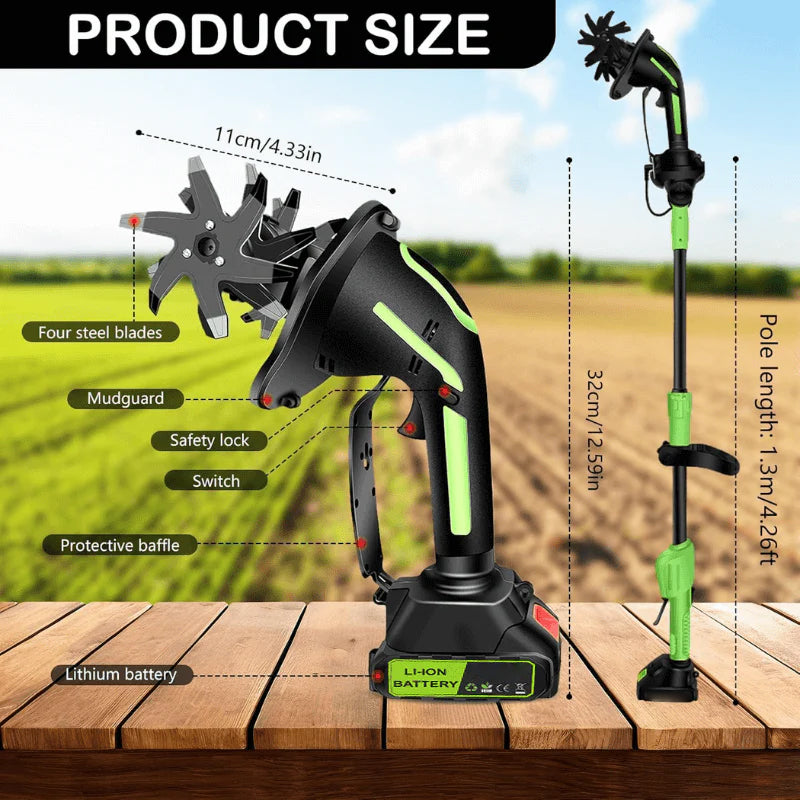 ✨Limited-Time Special Sale - Dailyard™ Multifunctional 2-in-1 Cordless Tiller & Cultivator with Telescopic Pole