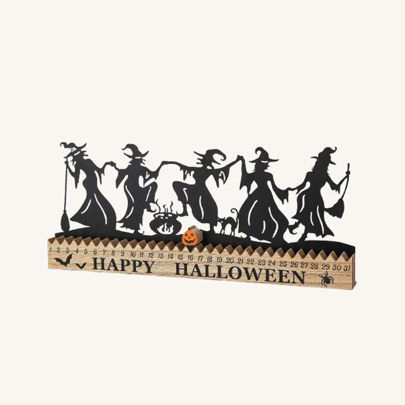 🎃Halloween Countdown Calendar – 31-Day Witch Silhouette Decor with Movable Pumpkin Marker