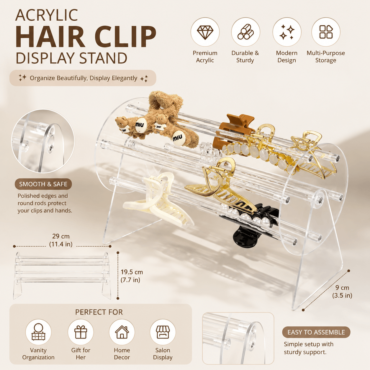 ✨Acrylic Hair Claw Holder Hair accessory storage rack