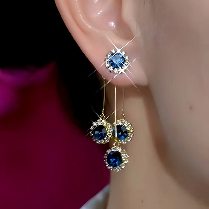 🪄Elegant Blue Zircon Diamond Tassel Earrings