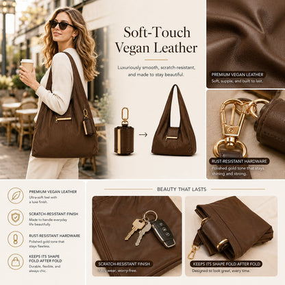 Transformable Bag – Stylish Vegan Leather Tote and Keychain Charm