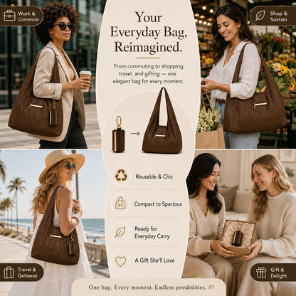 Transformable Bag – Stylish Vegan Leather Tote and Keychain Charm