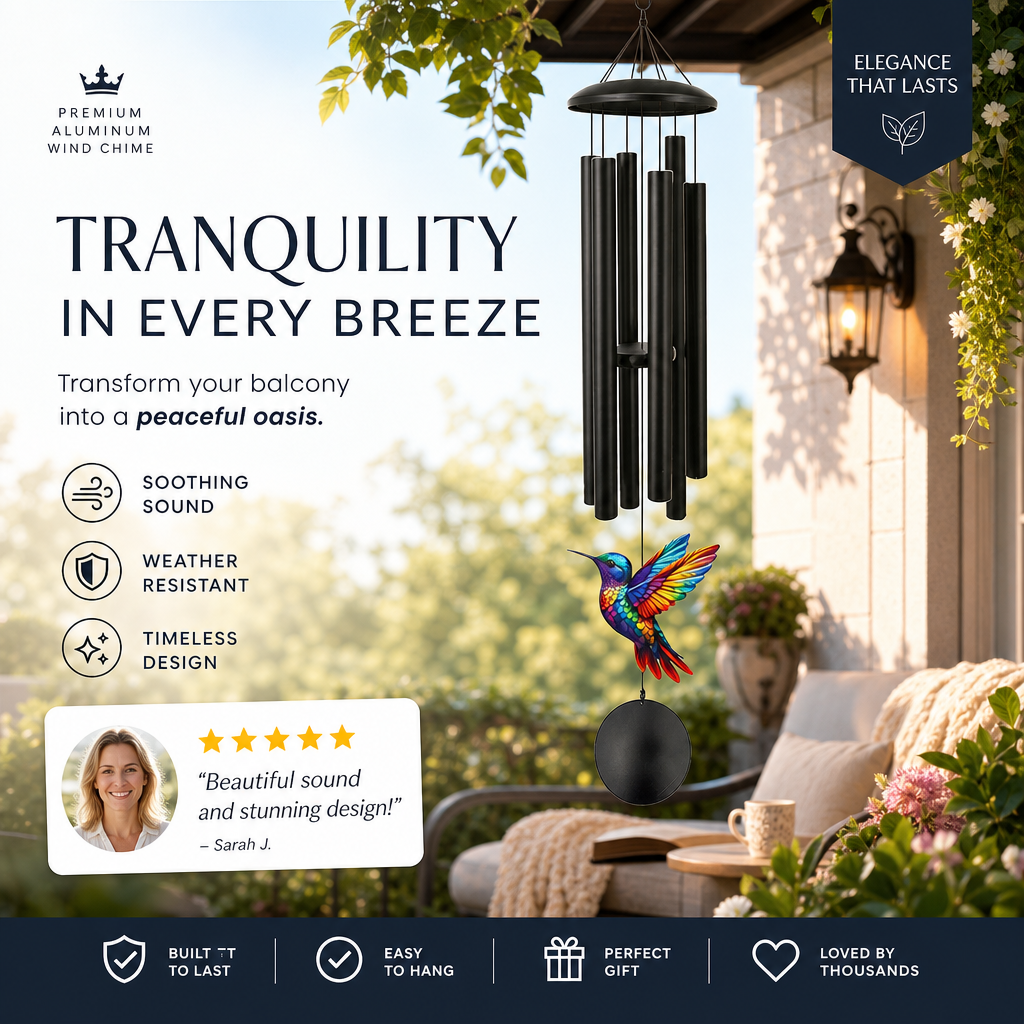🎵 LIMITED-TIME 40% OFF! 💐 Vintage Metal Wind Chimes | Elegant Black Aluminium Garden Decor with Bird & Butterfly Accents for Patio & Porch🔔