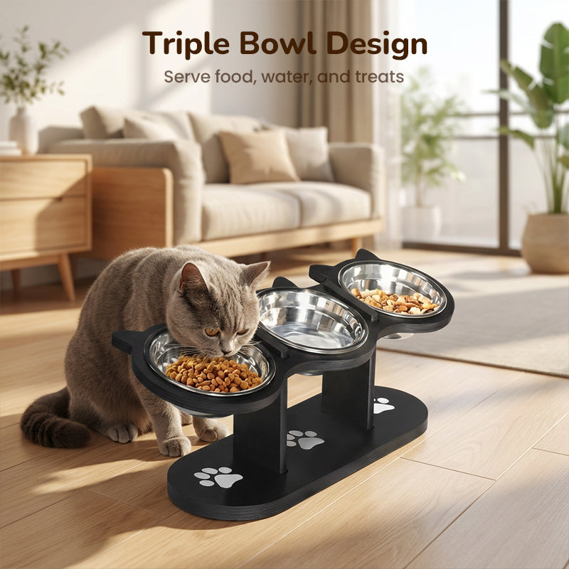 🐕Anti-Slip Elevated 3-Bowl Pet Feeder