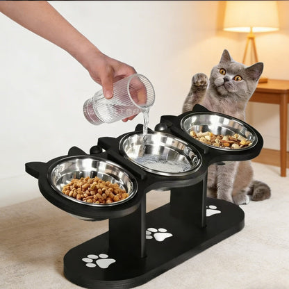 🐕Anti-Slip Elevated 3-Bowl Pet Feeder