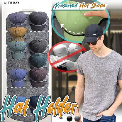 🥳2026 HOT SALE🥳🎩 40% OFF! Hanging Hat Rack with 14 Pockets – Keeps hats in shape, no creases. Space‑saving, easy to hang. Perfect for caps & sun hats! 🏠✨