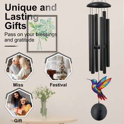 🎵 LIMITED-TIME 40% OFF! 💐 Vintage Metal Wind Chimes | Elegant Black Aluminium Garden Decor with Bird & Butterfly Accents for Patio & Porch🔔