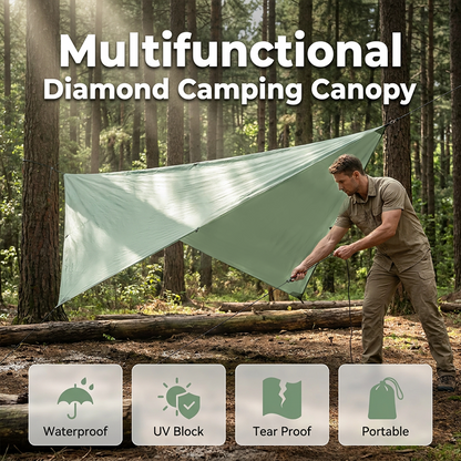 📢📢40% OFF !! ⏰Portable Diamond-Shaped Camping Tarp Sun Shelter