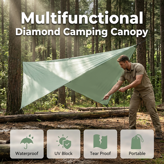 📢📢40% OFF !! ⏰Portable Diamond-Shaped Camping Tarp Sun Shelter