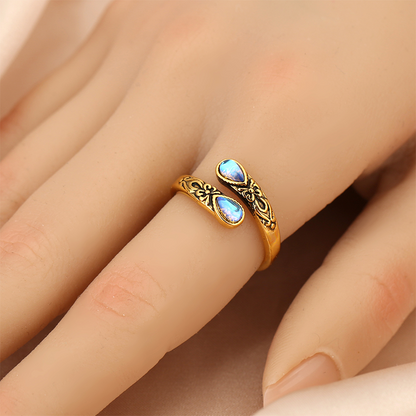 ⏳Limited-time 30% off⏰Vintage Adjustable Open Ring with Teardrop Glowing Zircon💧💍