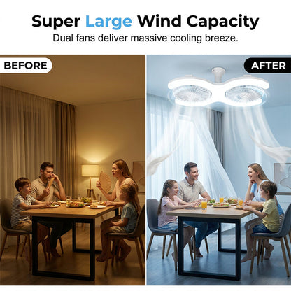 💡 LIMITED-TIME 30% OFF! 🌀 Dual-Head LED Ceiling Fan with Light – Super Wind, Quiet, E27 Screw Install ✨