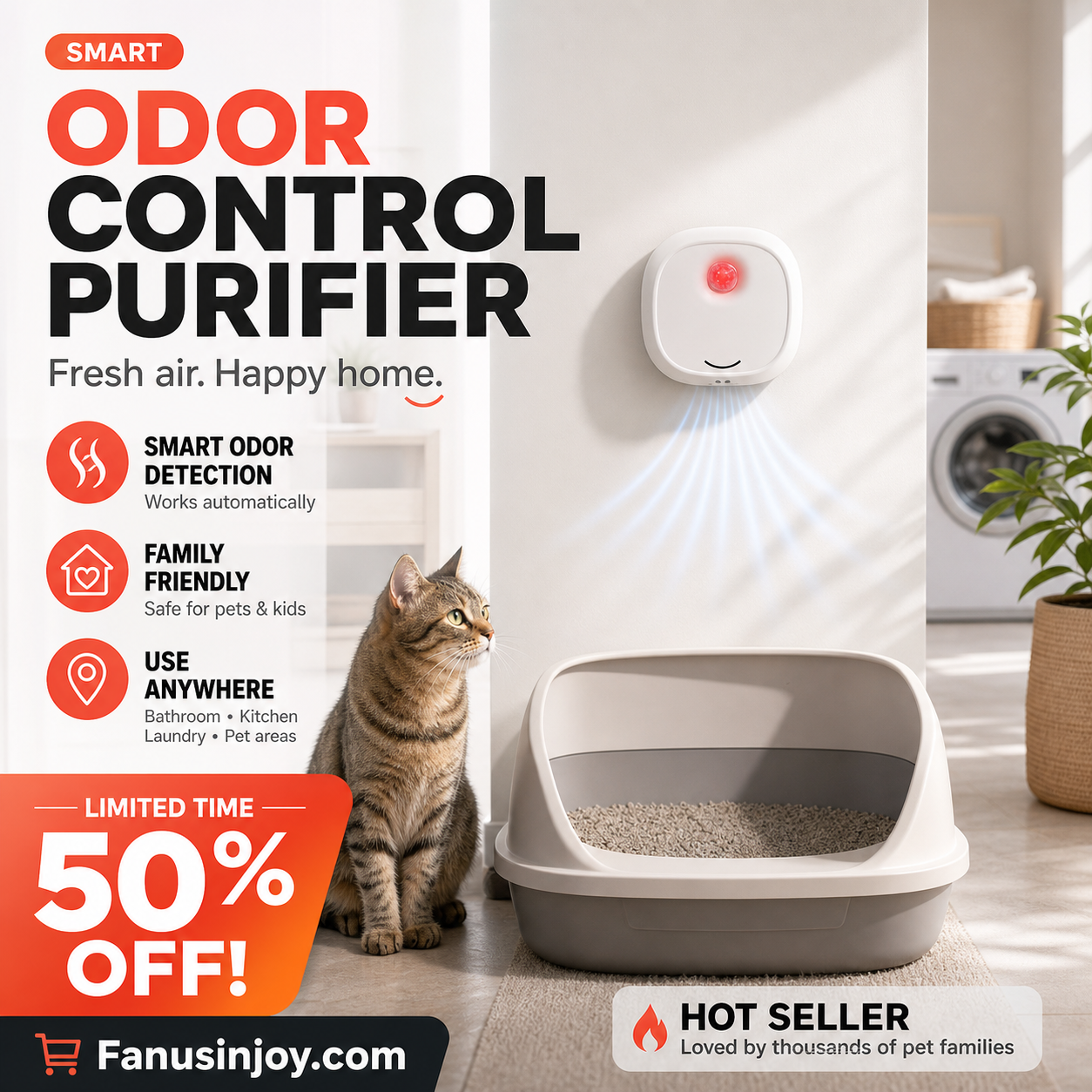 🔥Limited Time 49% OFF! 🌬️Say goodbye to unpleasant odors with it! Smart Quiet Pet Odor Eliminator